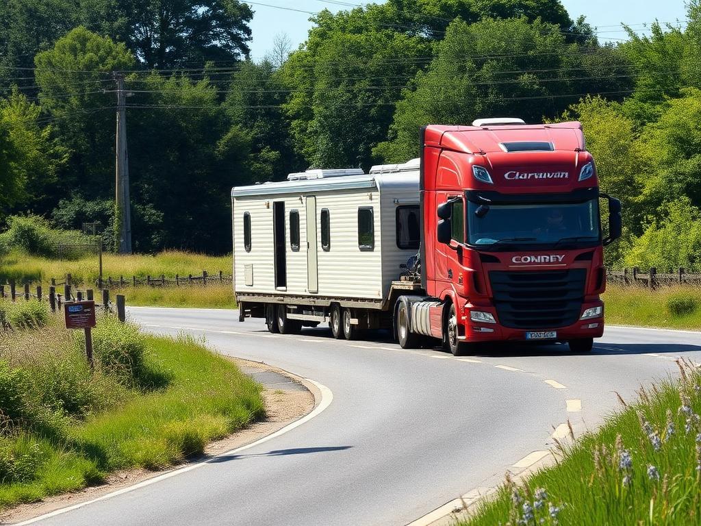 Caravan being delivered